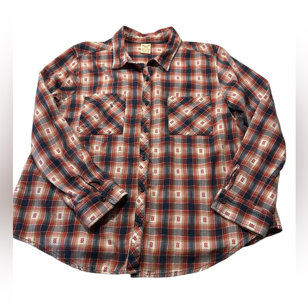 Faded Glory Red and Blue Plaid Button-Up Shirt - Picture 2 of 10